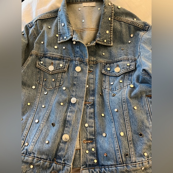 Sandro Blue Jean Jacket with Silver Accents - Picture 3 of 10